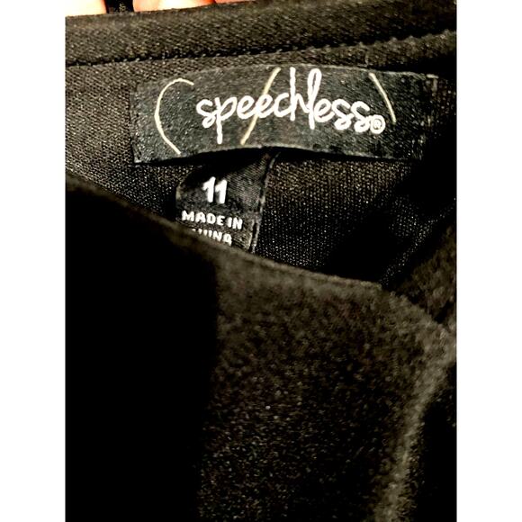 Speechless Women's Semi Formal Fit Flare Dress Sz 11 Black Embroidered Sparkle - Picture 3 of 14